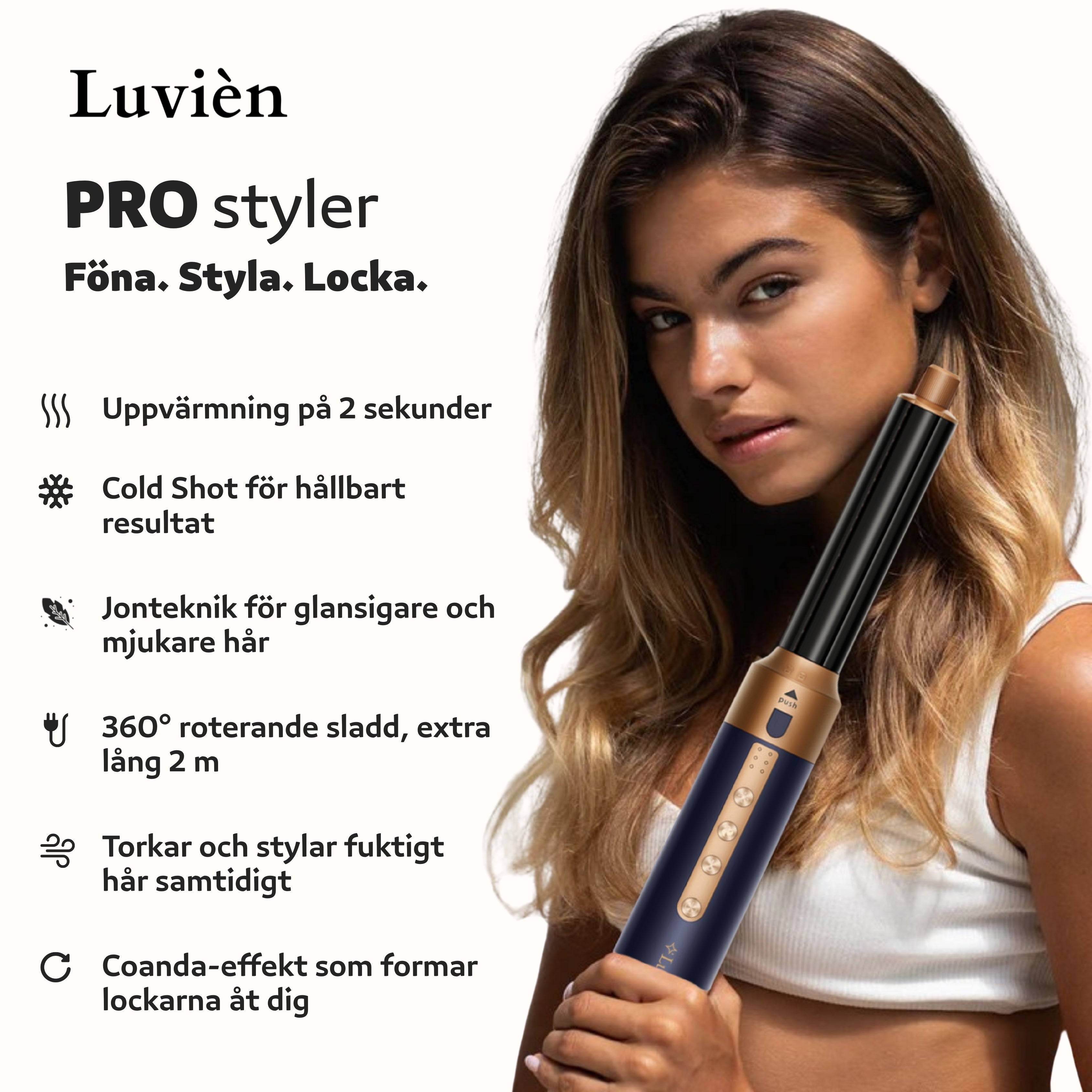 Luvièn Pro Multistyler 6-i-1 hårfön - Marinblå